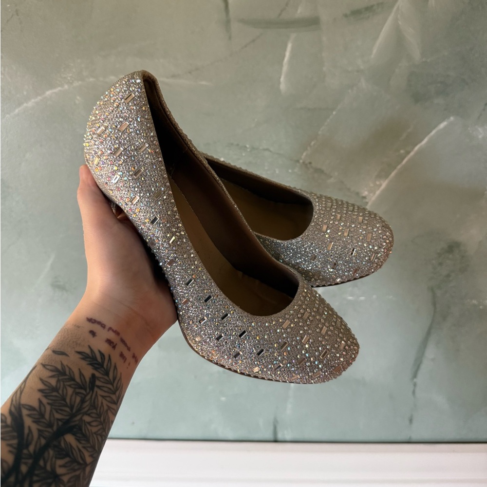 Sparkly Silver Heels Women 8.5